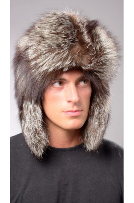 Silver fox fur hat - Russian style